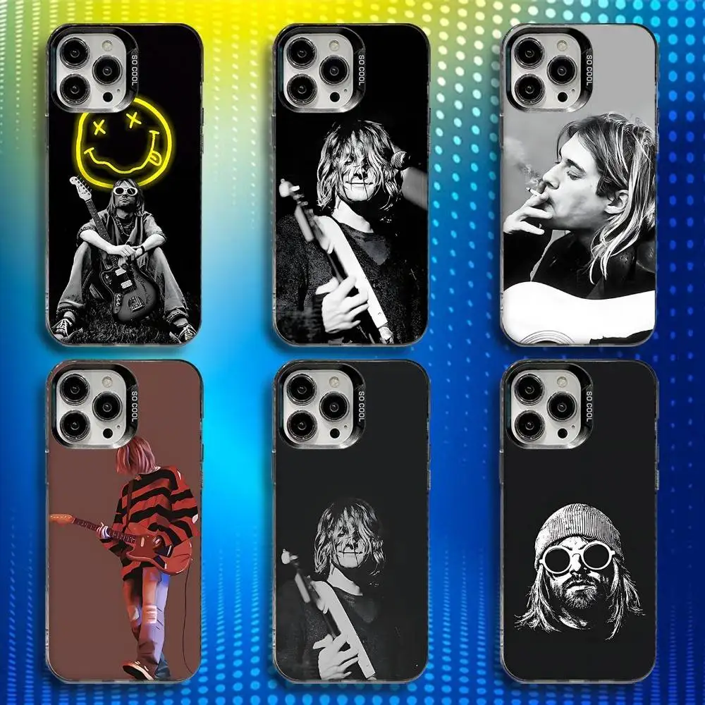 

K-Kurt C-Cobain Phone Case For iPhone 17,16,15,14,13,12,X,8,Pro,Max,Plus,E,SE4,Air,Mini IMD Matte Black