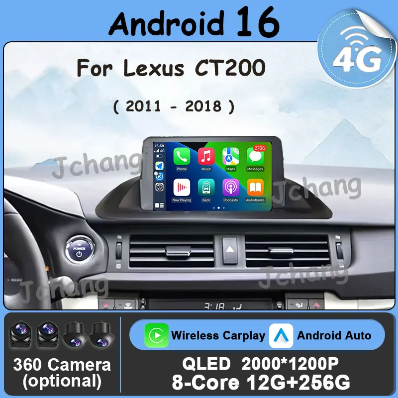 Video Split Screen DSP Left Hand Drive for Lexus CT200 2011 - 2018 Android 16 Wireless Carplay Auto Head Unit Navigation GPS BT