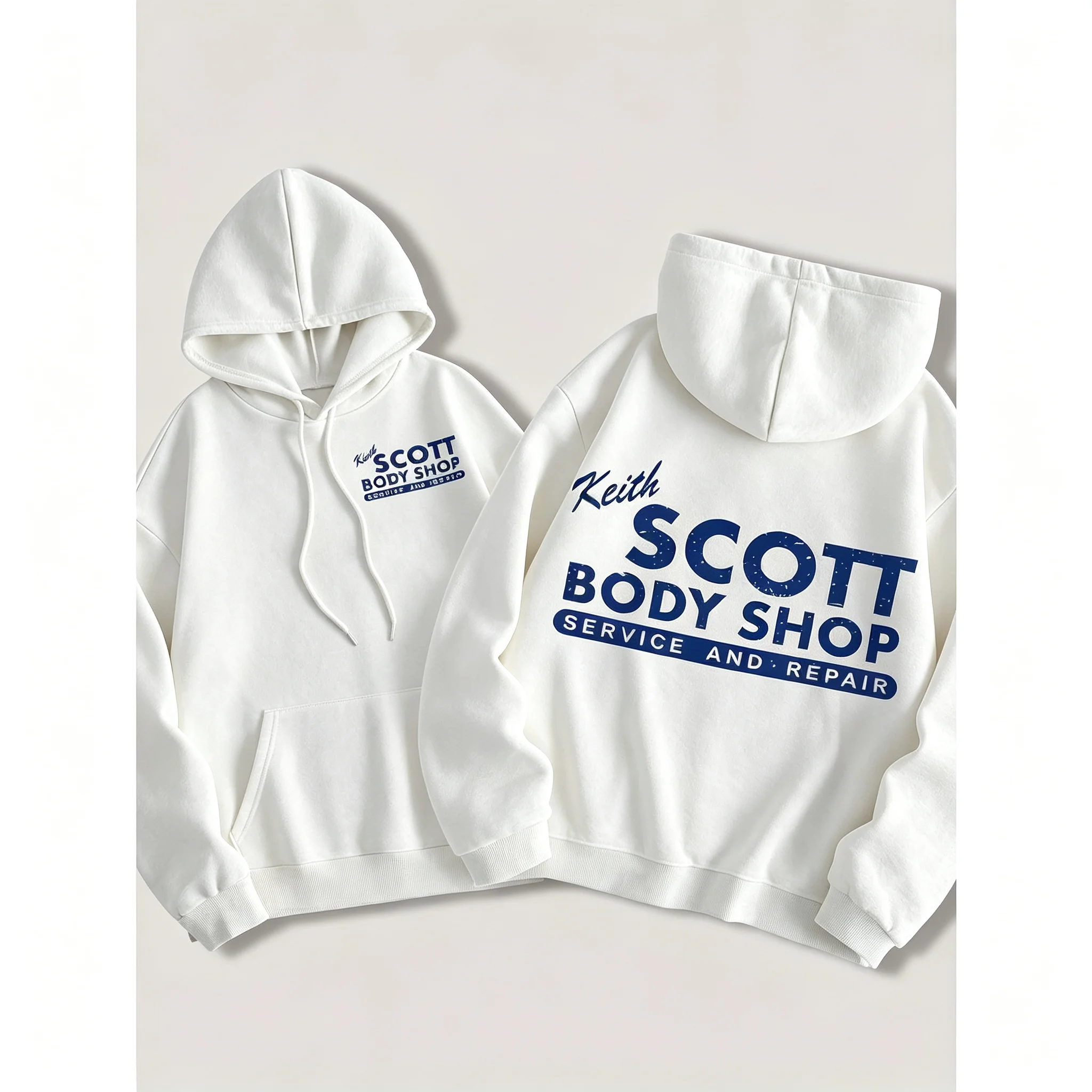 Herren Keith Scott Body Shop Hoodie Hip-Hop Sport Casual Streetwear Retro Mechaniker-Print Oversized Pullover Sweatshirt Oberteil – Detail 8