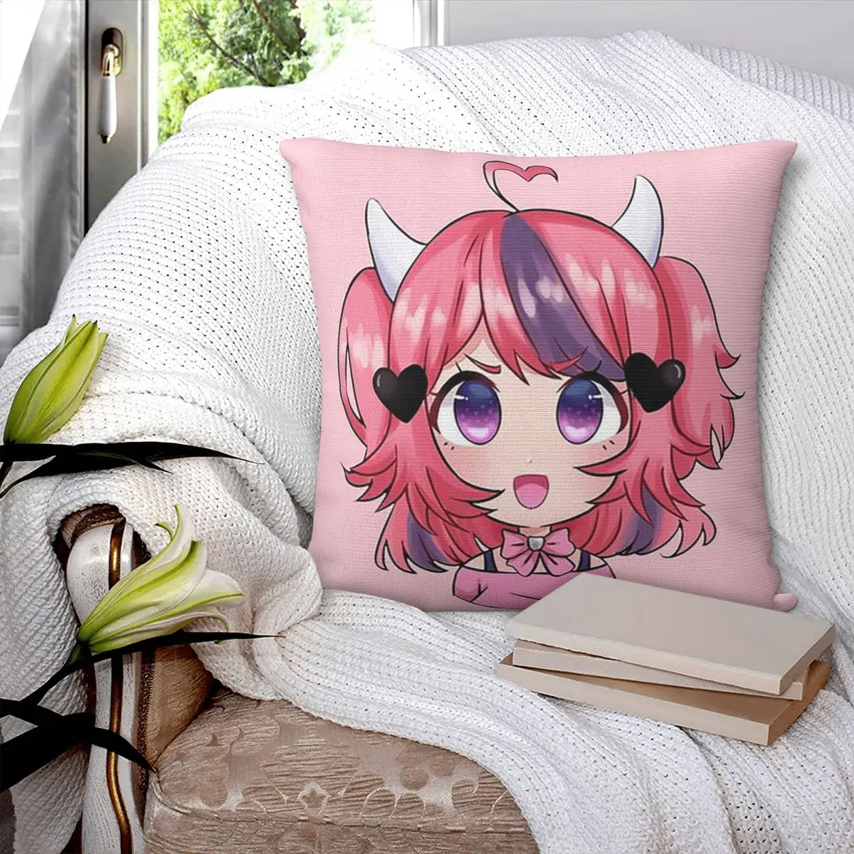 Vshojo Ironmouse Anime Cute Vtuber Square Pillowcase Cushion Cover Pillow Case Throw Pillow Cover for Home Sofa Living Room