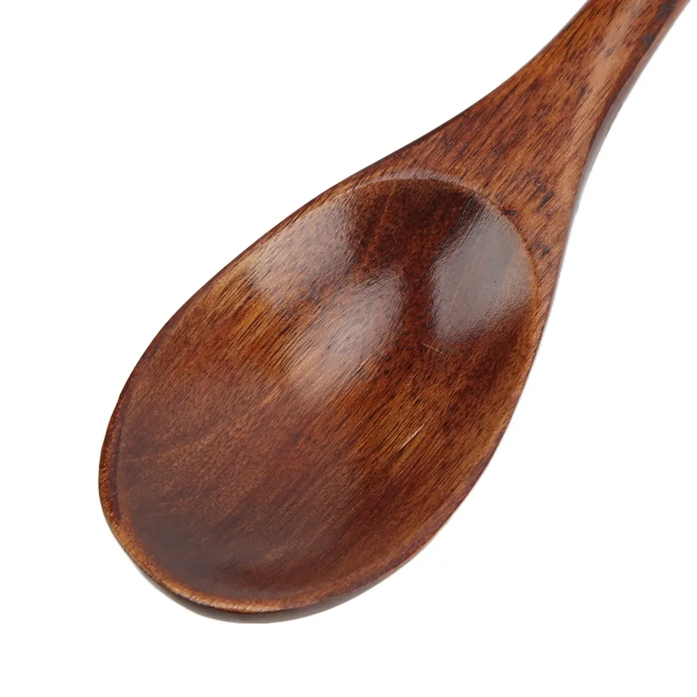 5pcs Cooking Spoons Wood Wooden Soup Spoons Lacquer Semicircle Wood Mixing Spoon Smooth Finish Wooden Spoon Set Everyday Dining