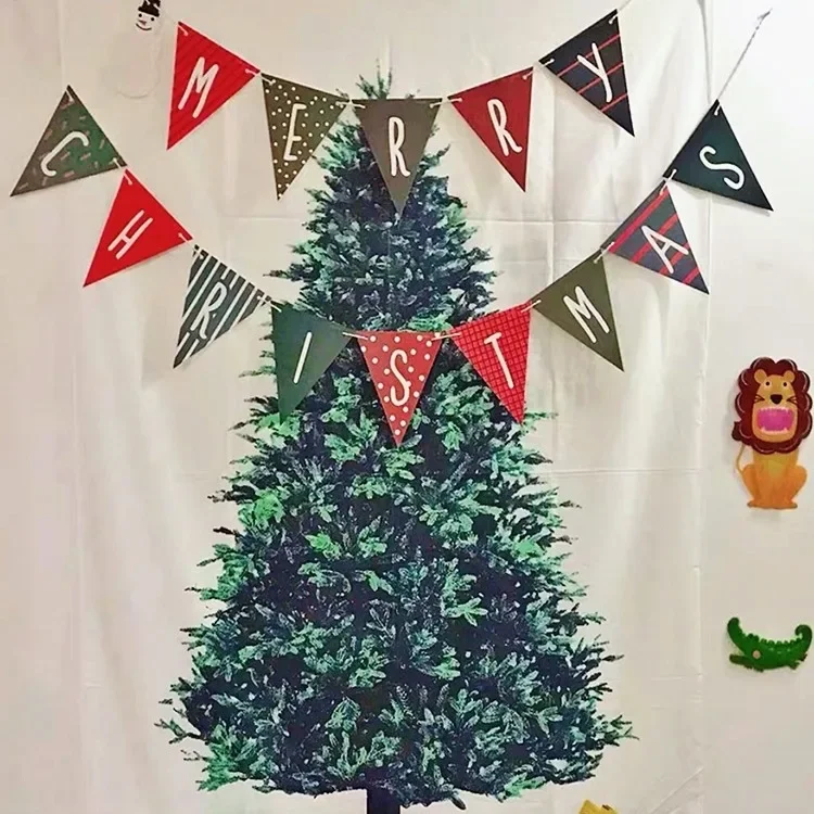 Amazon INS Christmas Tree Hanging Cloth Party Decoration Fresh Style Christmas Background Cloth Simple Hanging Blanket Foreign T