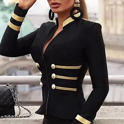 Velvet Striped Blazer Coat Women Double Breasted Black Coats Jackets Ruffles Splice Jackets Elegant Coats Button Up Collar Y2k