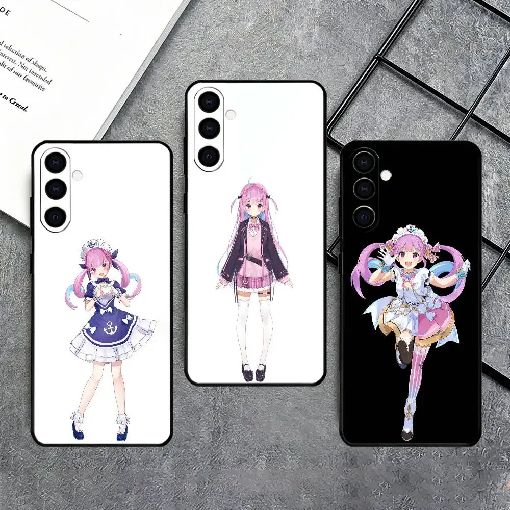 M-Minato Cartoon A-Aqua Phone Case For Samsung Galaxy A73,A72,A71,A70,A53,A52,A51,Soft Silicone Black Cover