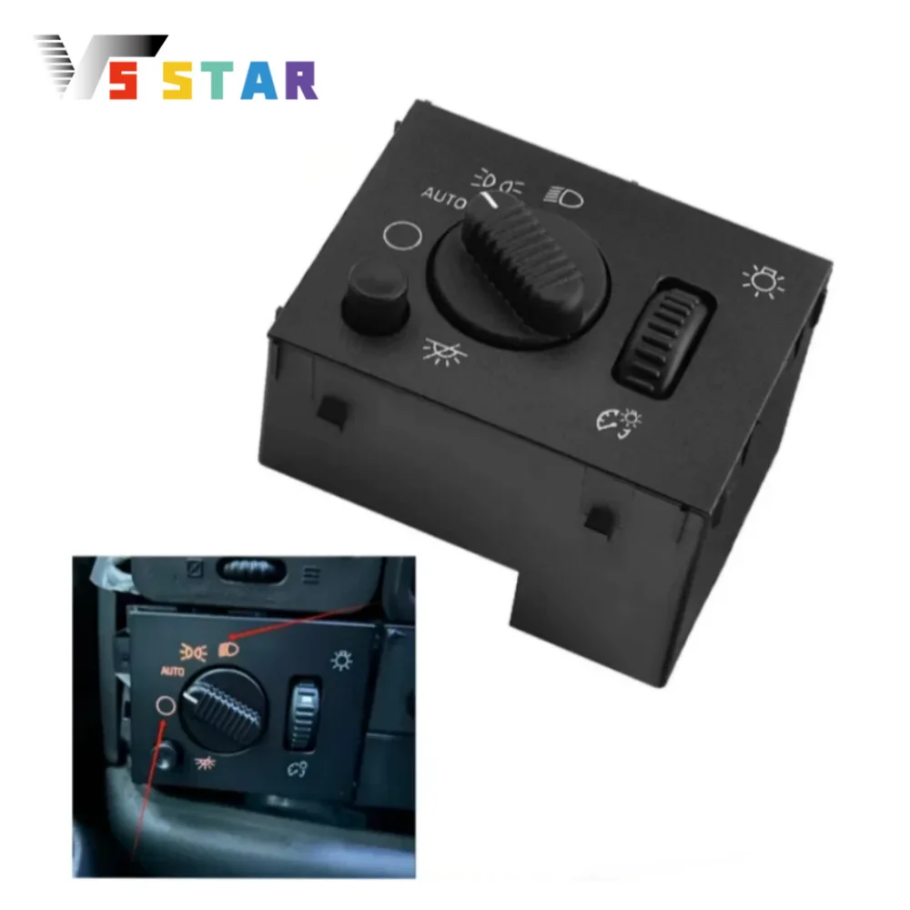 

53-22773 180231121 19381535 15194803 1802-311218 LED Headlight Switch Black For 2003-2006 Chevy Avalanche 1500 2500 Chevy Tahoe