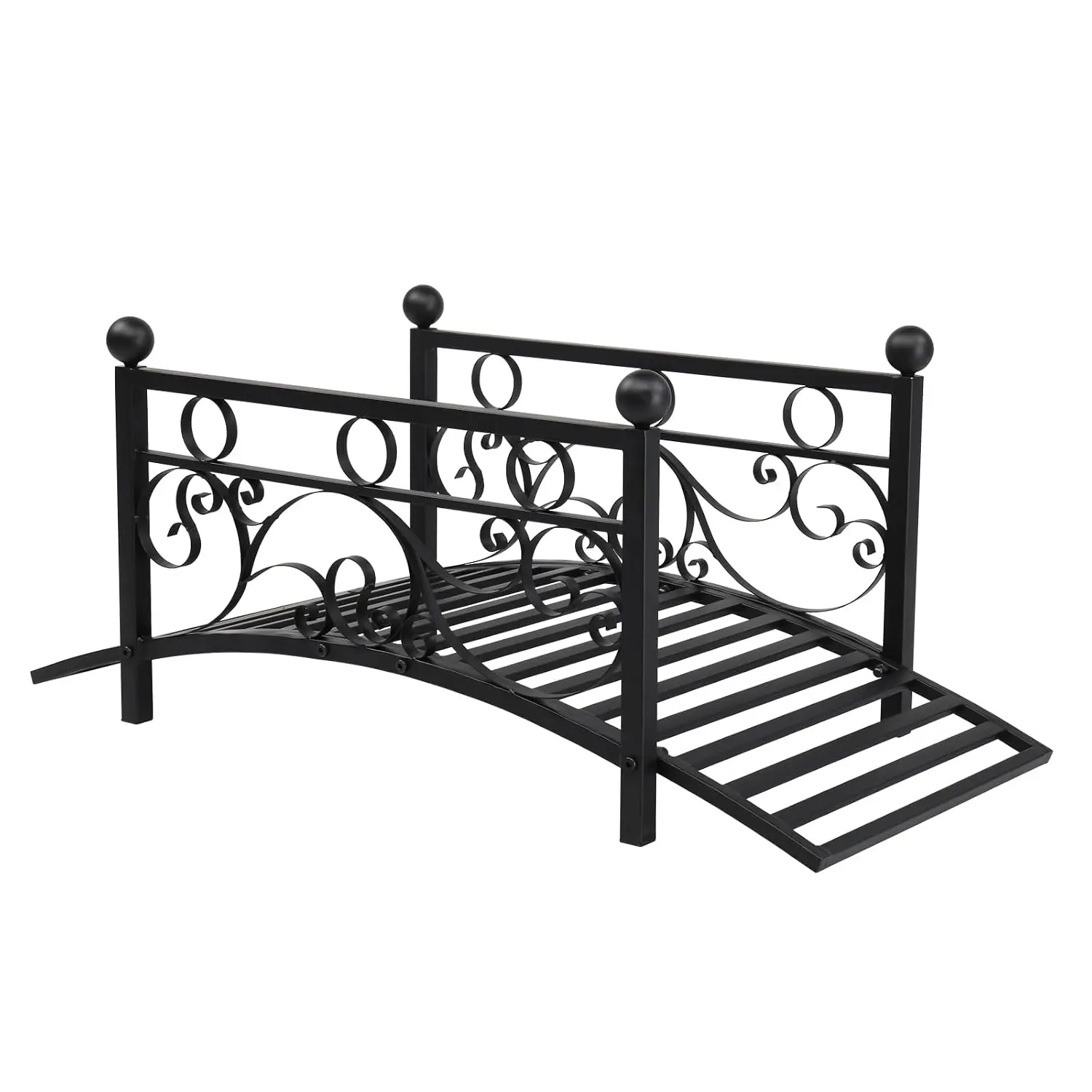 3.3FT Metal Garden Bridge with Powder Coating & Security Guardrail, Customized