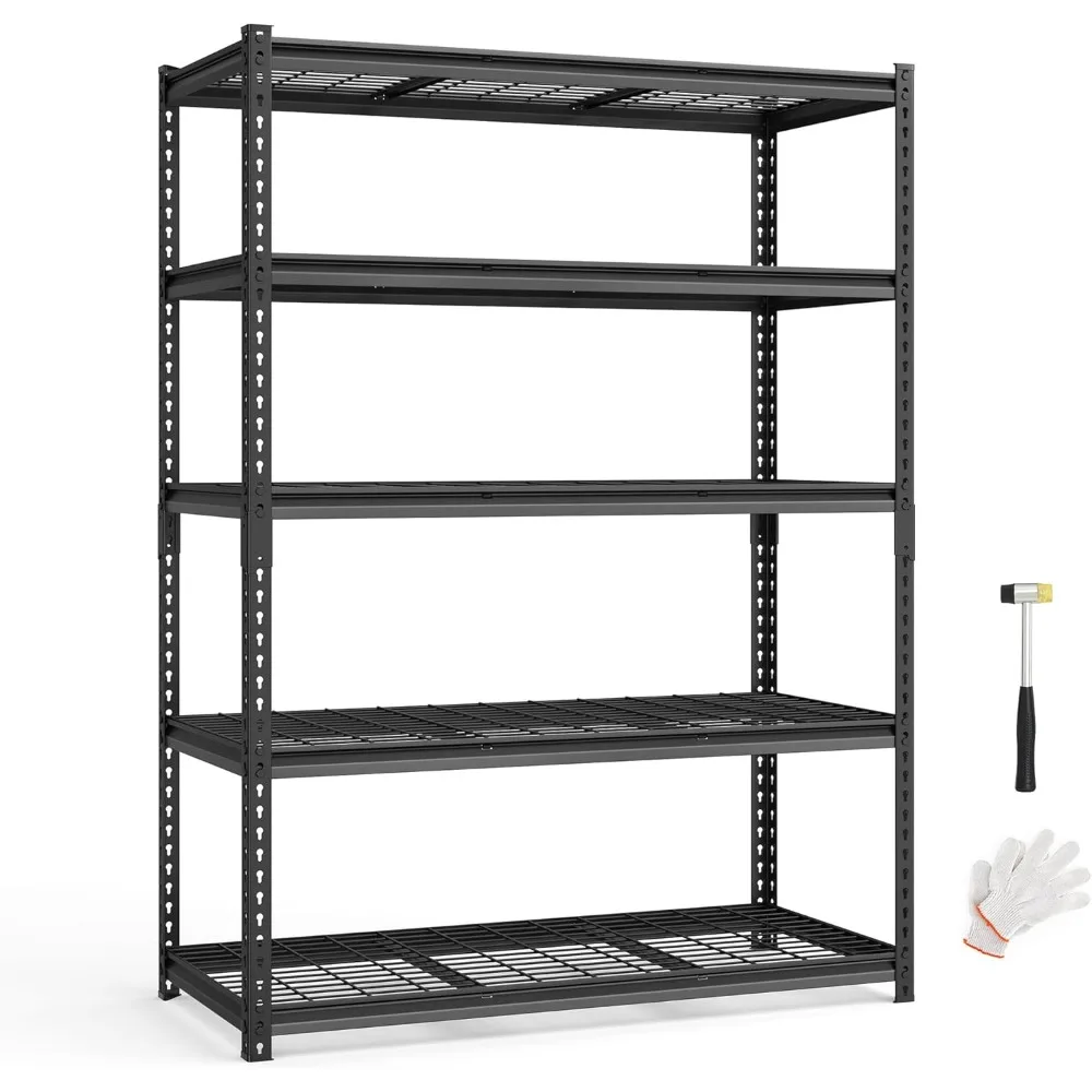 

5-Tier Storage Shelves, Heavy-Duty Garage Shelving, Adjustable Shelving Unit, Steel Shelf, Boltless Assembly, for Garage, Shed,