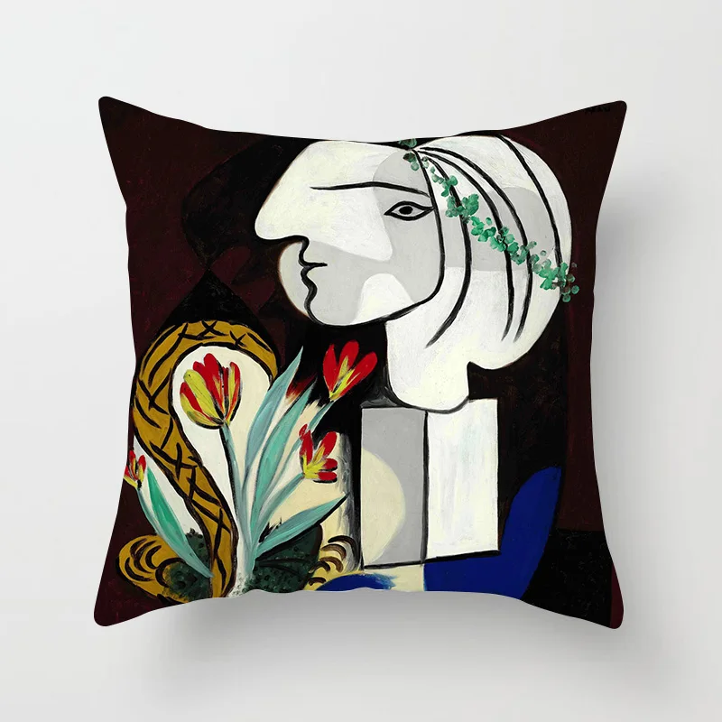 Abstract Woman Pillow Art case Sofa Decoration Polyester  Picasso Oil Painting Print