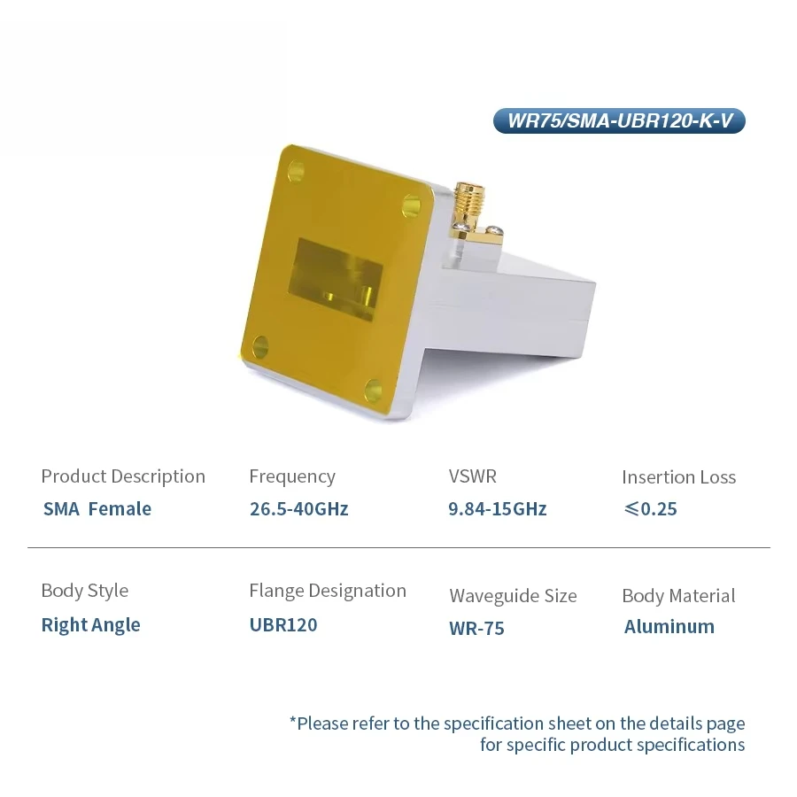 WR-75 to for SMA Female Right Angle Waveguide to Coax Adapters 9.84-15GHz with UBR120 Flange Telecom Parts