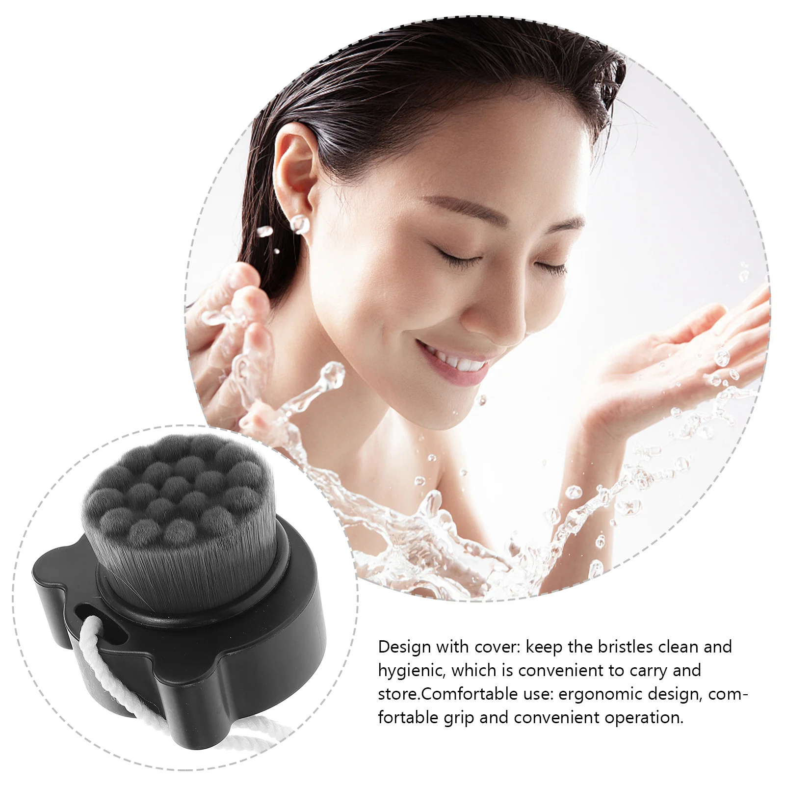 Cepillo Facial de silicona suave de doble cara, cubierta negra, depurador Facial, herramienta de limpieza exfoliante, depurador Facial suave, cuidado de la piel