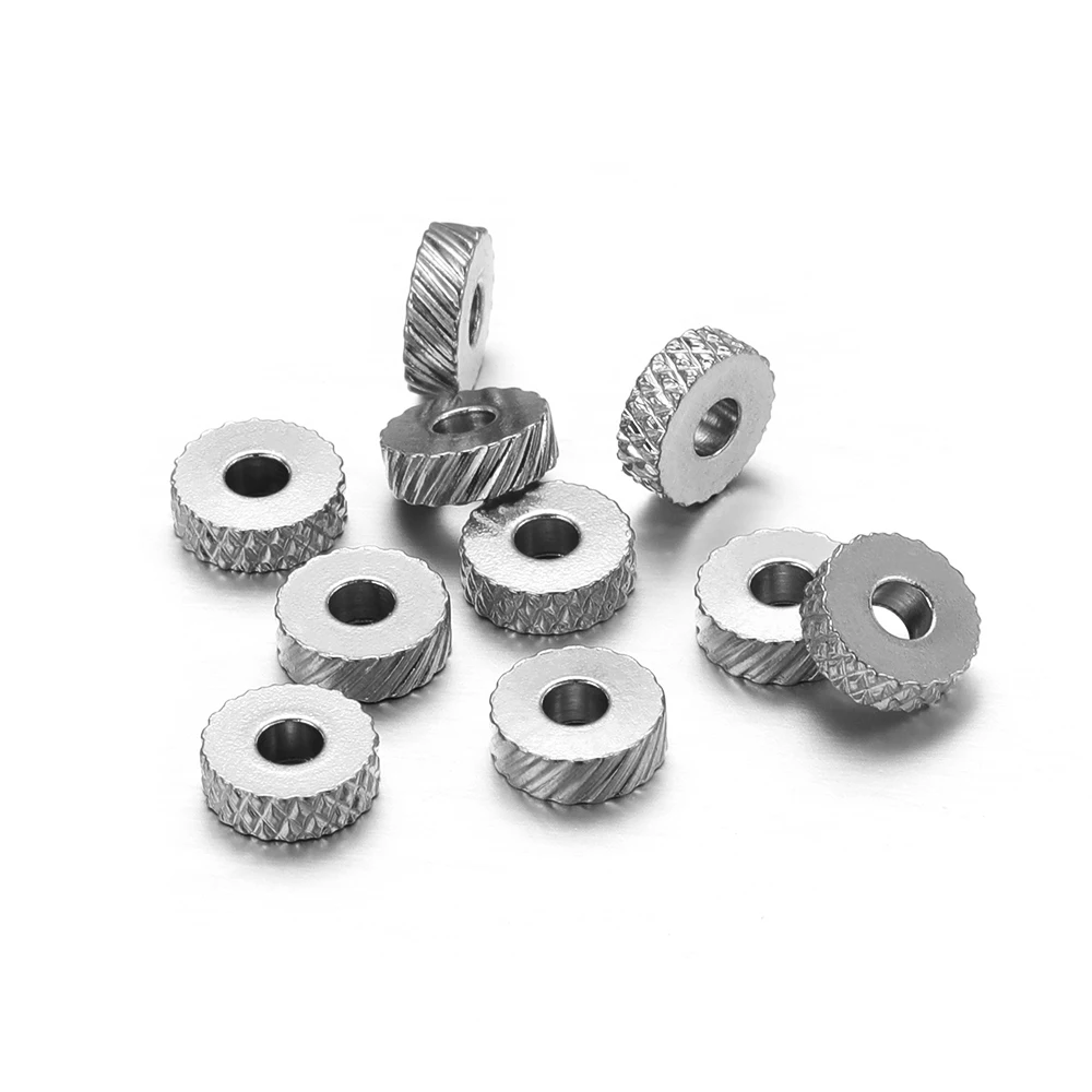 20Pcs 6mm Stainless Steel Gold Plated Texture Flat Spacer Beads for DIY Jewelry Making Necklace Findings Bracelet Supplies