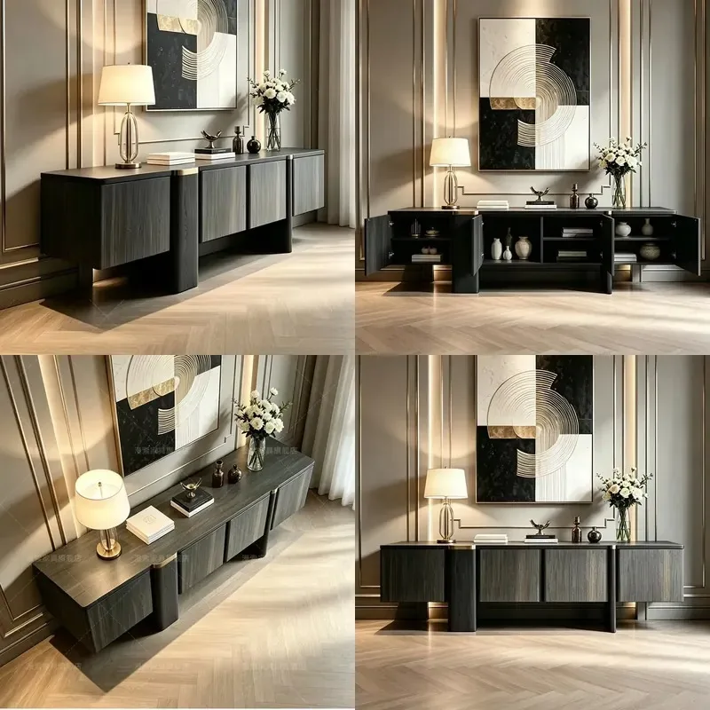 TV Cabinet with Storage Space Simple Design Living Room Furniture Suitable for Family Bedroom Kitchen Office Wood