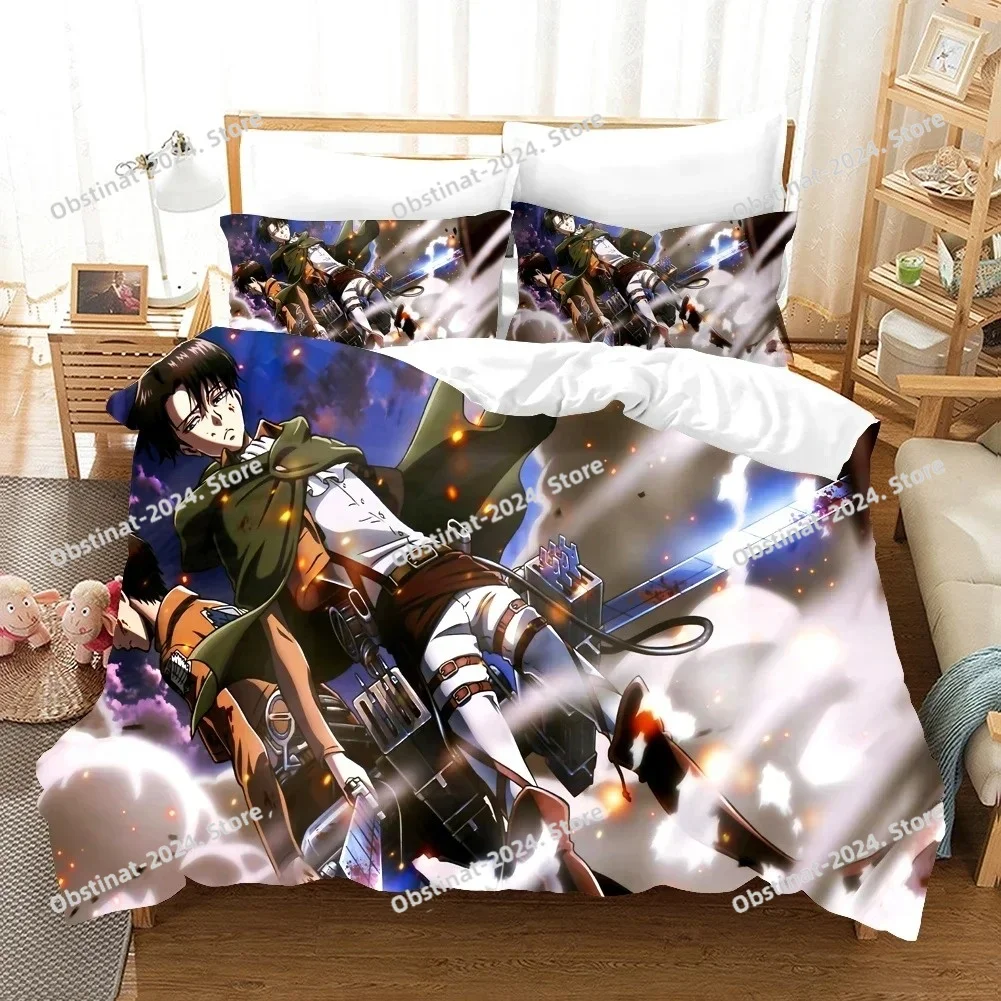 3D Attack On Titan AOT Bedding Set Printed Bed Set Duvet Cover Sheet Pillowcase Bed Soft Quilt Cover Full Queen King Size