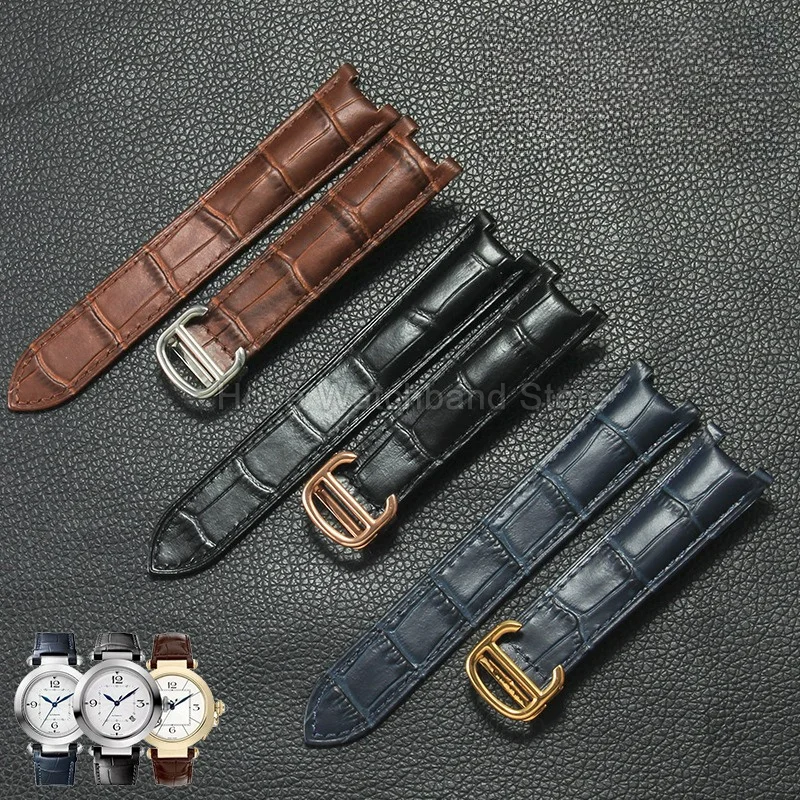 Smooth Comfortable Leather Texture Watch Strap for Cartier PASHA W2PA0008 W31074M7 Exquisite Long Lasting Leather Watch Bracelet