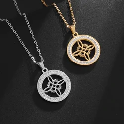 Stainless Steel Witch Knot Necklace for Men and Women, Fashionable Irish Celtic Knot, Lucky Jewelry Gift for Girls