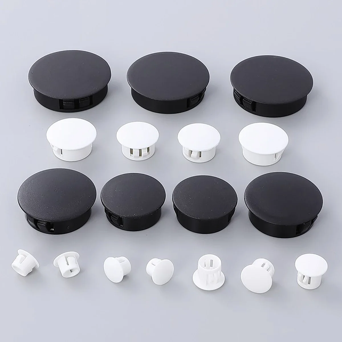 5mm-50mm Snap-on Hole Plug Round Plastic Black/Milky White Blanking End Caps Tube Pipe Inserts Plug Bung