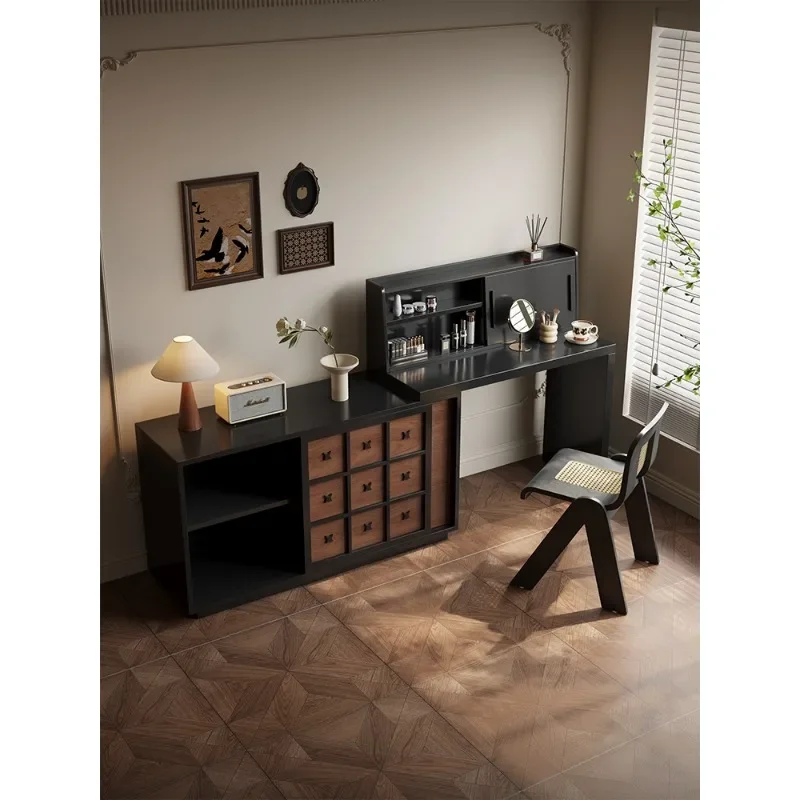 Medieval dresser chest integrated bedroom retro walnut pattern