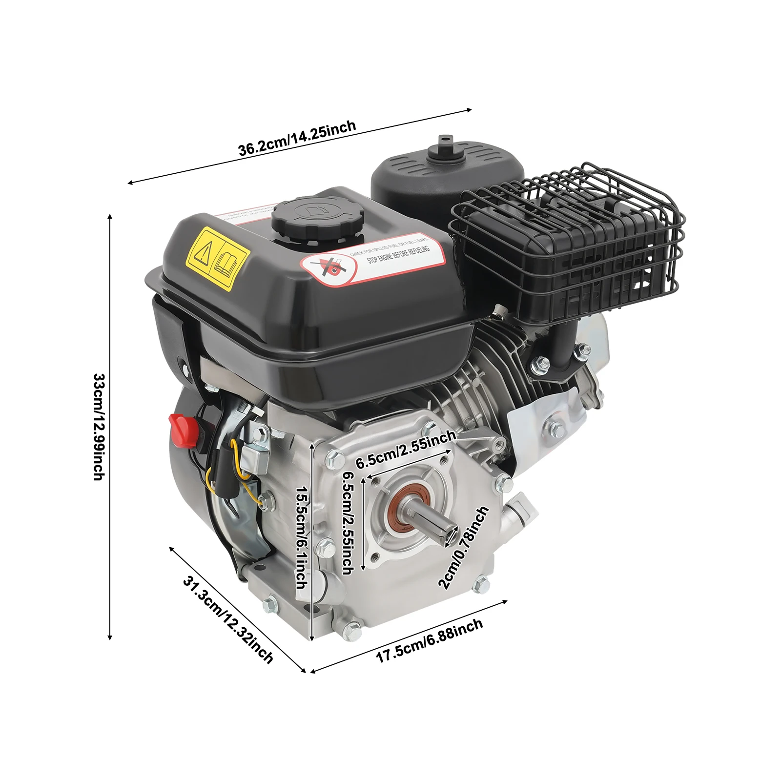 7.5HP 4-Stroke Horizontal Shaft Engine, Heavy Duty Cast Iron and Aluminum Construction for Generator Water Pump