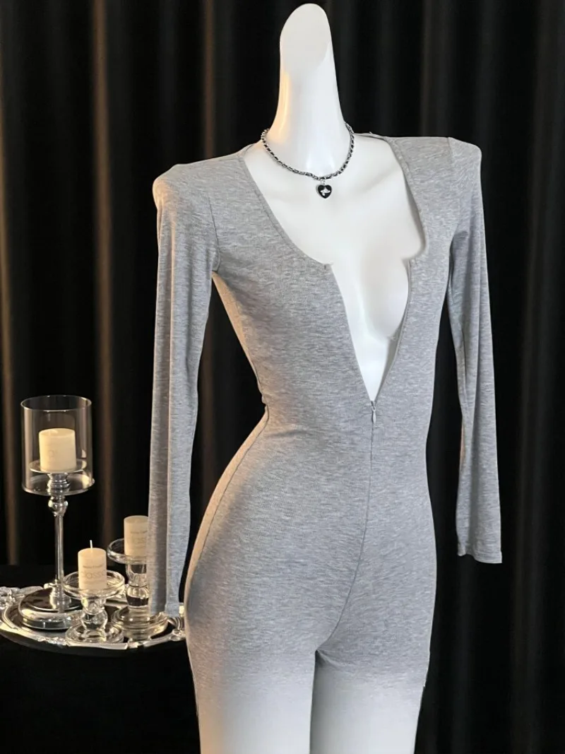 

American Style Long-sleeve Jumpsuit Women,Sexy Casual Sleepwear,Pure Desire Romper,Figure-hugging Streetwear,Romantic Temptation