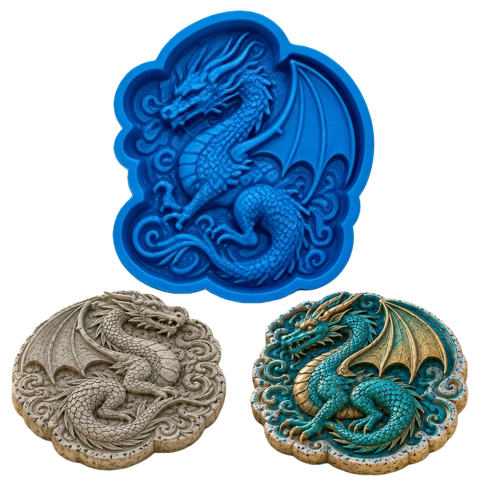 DIY Concrete Reusable Silicone Stepping Stone Garden Path Maker Dragon Frog Animal Pattern Patio Decor