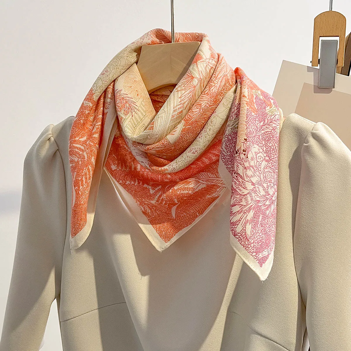 Fashion 70cm Cotton Square Scarf Women Floral Print Design Bandanas Lady Scarves Headband Accessories Handkerchief Hair