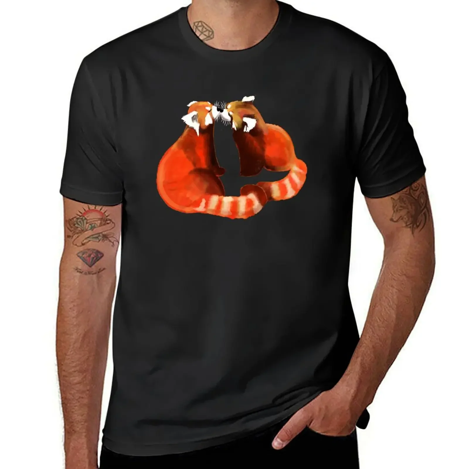 

Red Panda Kiss Cute Couple T-Shirt customs sports fans Blouse sweat shirts, men