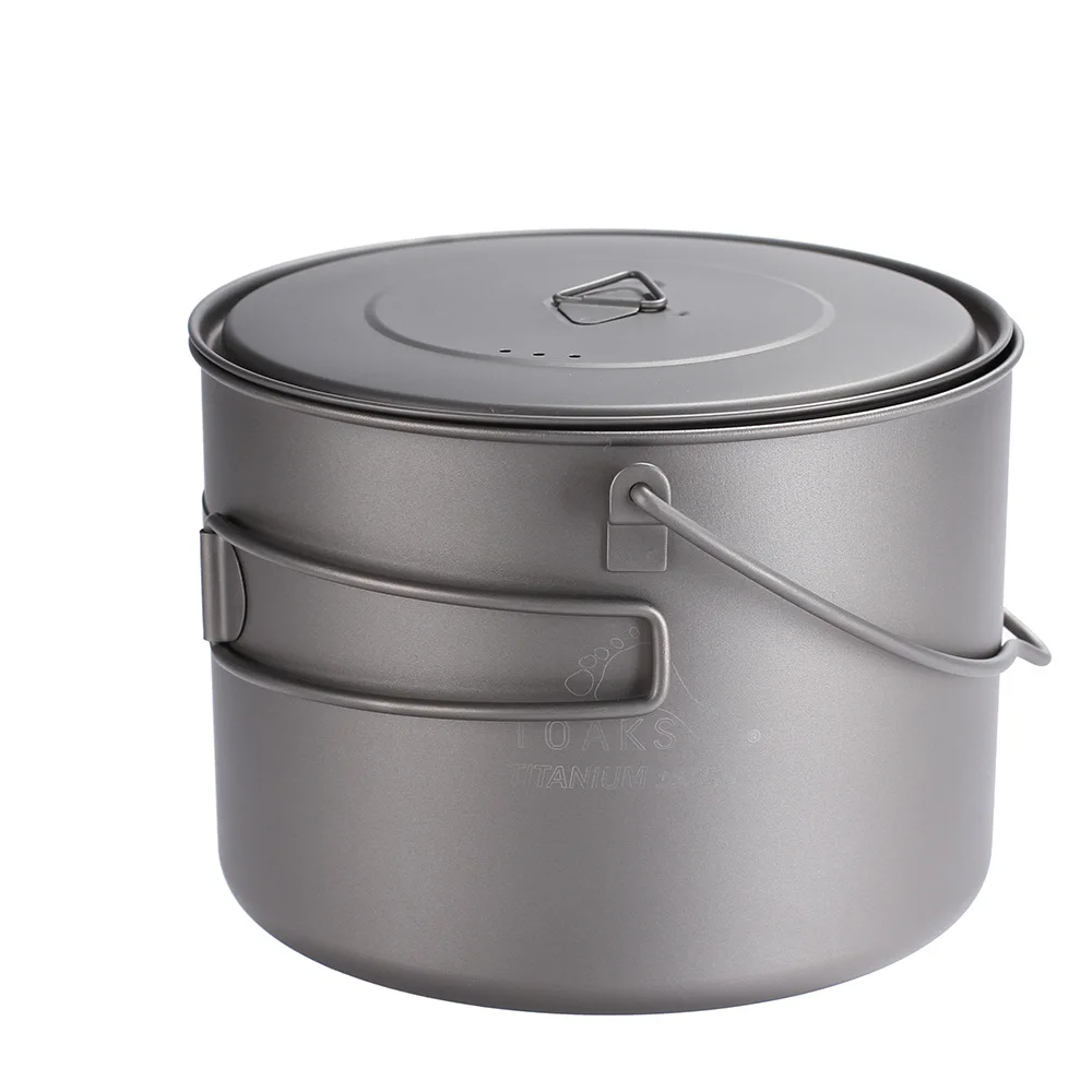 

Toaks Camping Hanging Titanium Pot 1300ml 1600ml Ultralight Cookware Folding Handle Pot