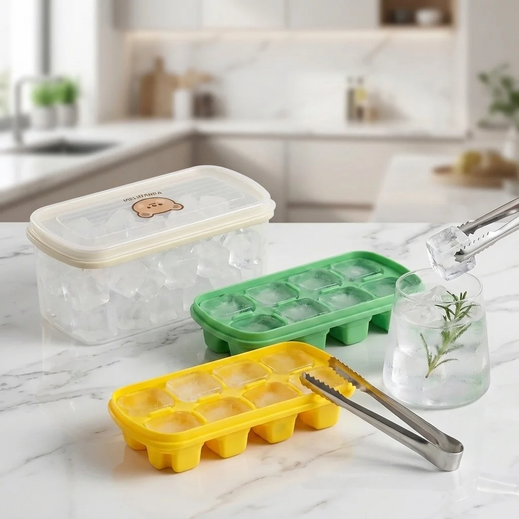 8 Grids Square Ice Mold Reusable Ice Cube Tray With Lid&Box Summer Drink Whisky Ice Coolers Ice Cube Maker Kitchen Bar Tools ﻿