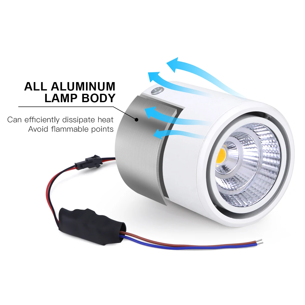 Natynkowa lampa punktowa LED COB 7W 12W AC85V-265V aluminiowa lampa LED typu Downlight obrotowa lampa sufitowa do oświetlenia wewnętrznego kuchni