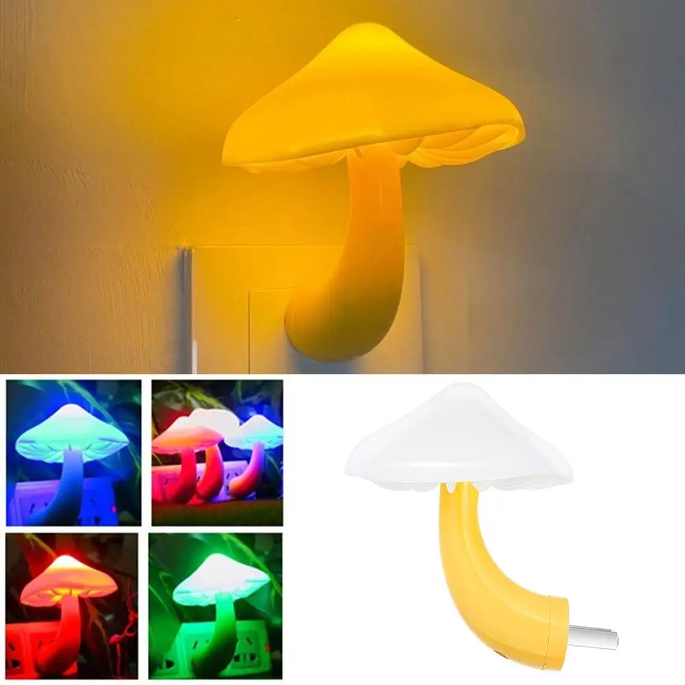 Mushroom Light Controlled Night Light Yellow Led Light Light Controlled Socket Sensing Night Table Light Lamp Bedside G6n2