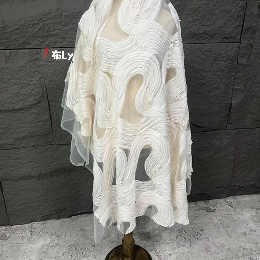 Wave 3D Skin-Friendly Sheer Mesh Fabric Irregular For Vest Dress Designer