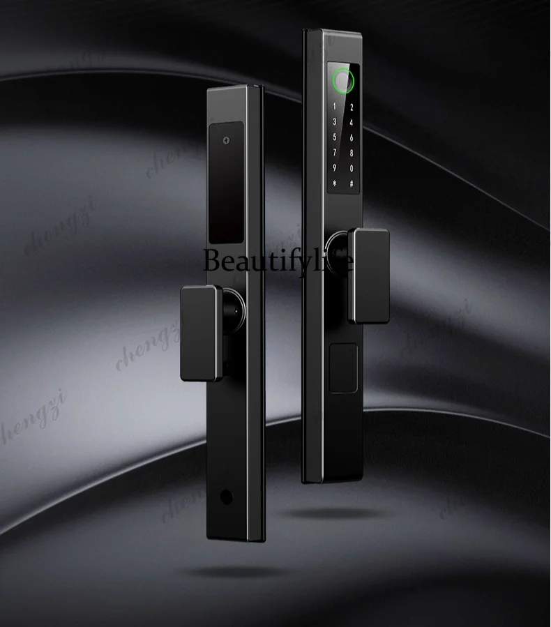 Outdoor waterproof smart password lock narrow side screen window frame glass swing door
