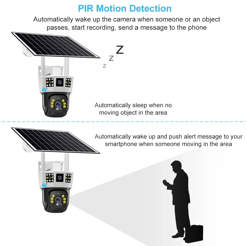 Imagem -04 - Saikiot-câmera de Segurança Cctv Psto Solar Câmera Ptz ao ar Livre Cartão Sim V380 Pro Telas Lente Dupla 12mp 6k Ptz 4g