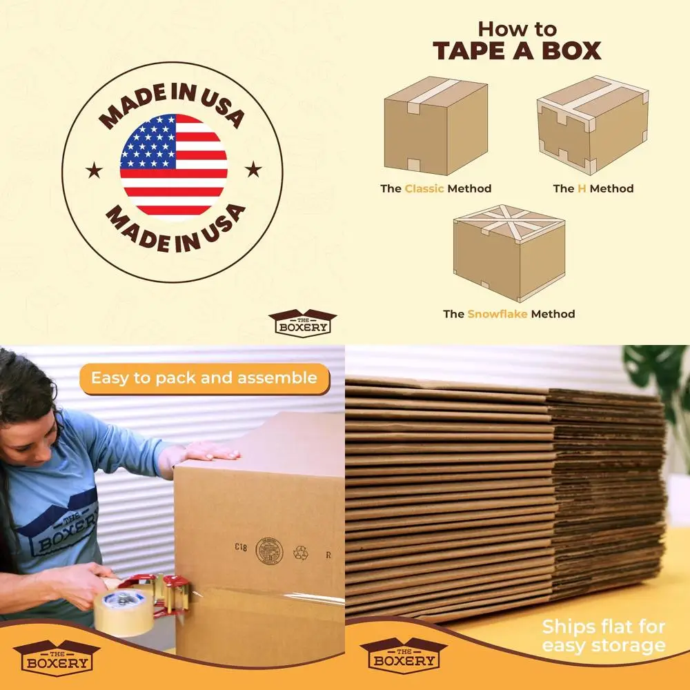 

25-Pack 18x14x14 Inch Brown Cardboard Shipping Boxes - Durable, Eco-Friendly, Recyclable, Made in USA for Business and Home Use