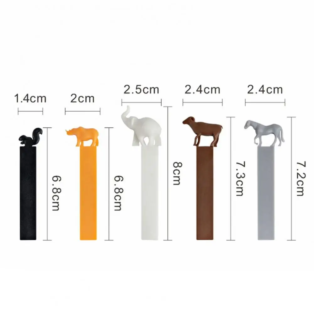 かわいい漫画の動物のしおり、ページクリップの読み取りページクリップ、ゴムブックページングマーカーで、読書の進行状況を見つける、5個