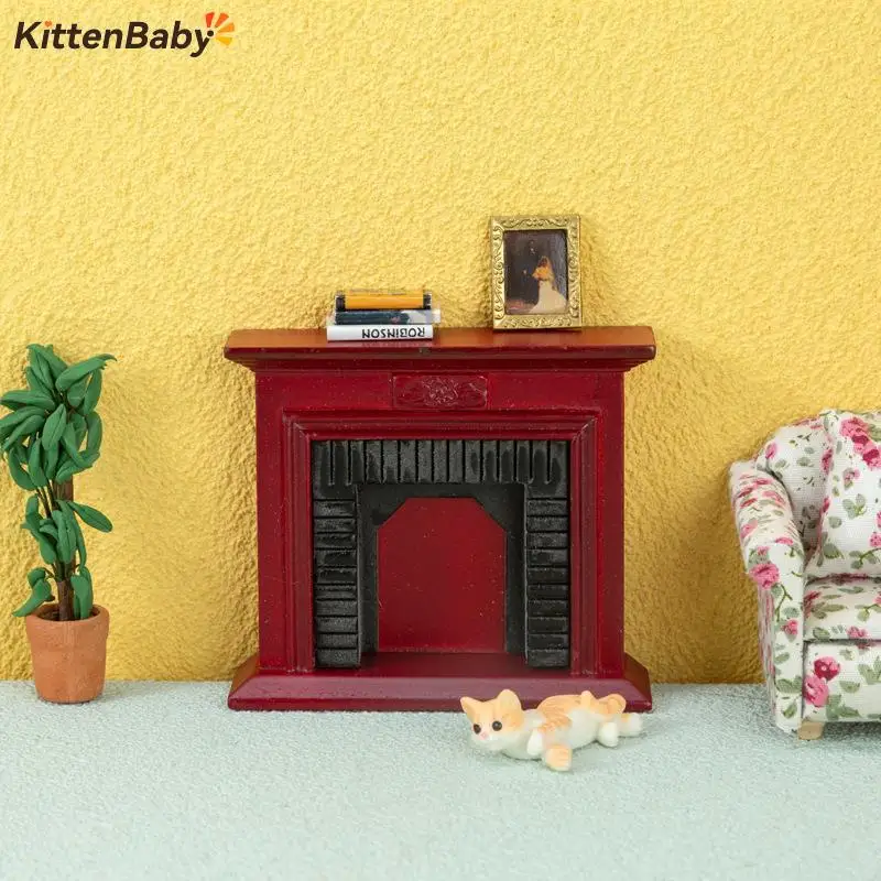 

Mini Doll Home European Furniture Dolls House Model Building Kits 1:12 Wooden Dollhouse Creative Home Fireplace