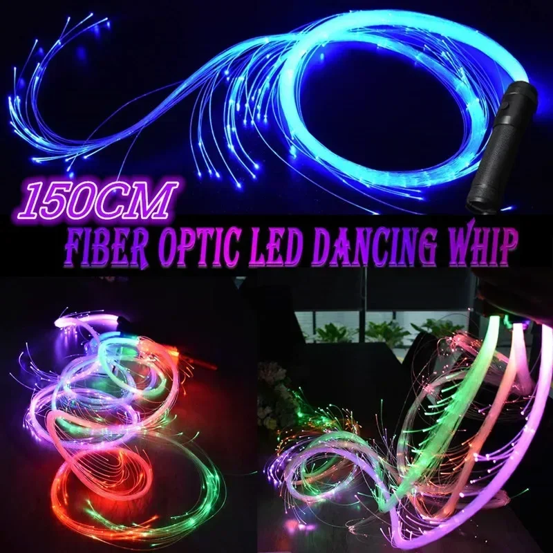 

150CM Optic LED Fiber Dancing Whip 360° Rotation More Modes and Effects Light Up Waving Holiday Lighting Fiber Optic Dance Whips