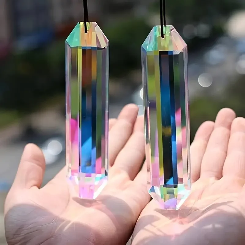 2 Pcs Sun Catcher Window Prism Pendant Glass Crystal Rainbow Manufacturing Garden Hanging Ornament, Home, Garden Art Decoration