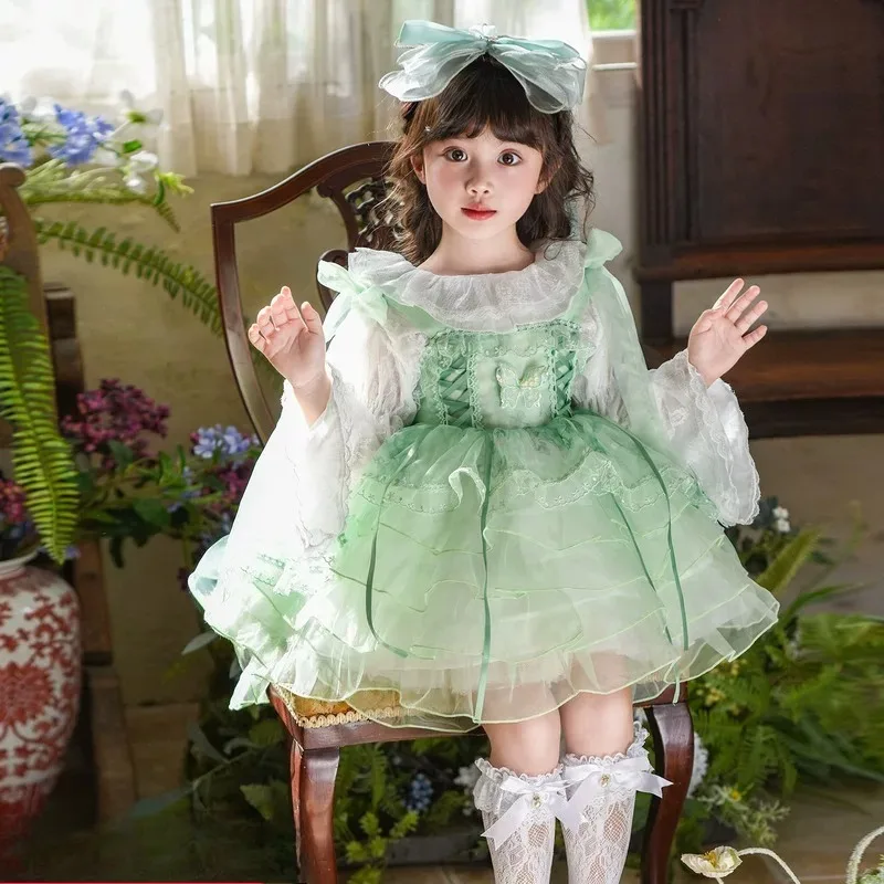 

Новое платье ручной работы для девочек в стиле Лолита: наряд принцессы с бабочками для дня рождения, свадьбы, бутик-качество