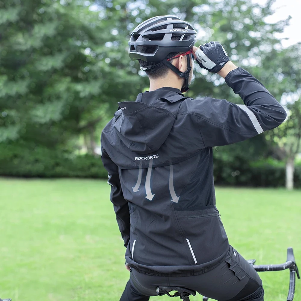 

ROCKBROS Autumn Cycling Jacket Windproof Reflective Ultralight Bicycle Jacket Hoodie Coat Men Outdoor Bike Detachable Top