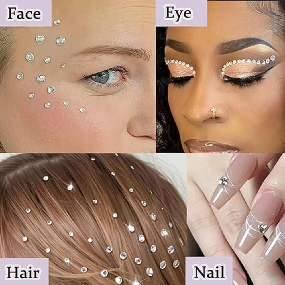 Mix 2/2.5/3mm Hair Rhinestones Stick Rhinestones Self Adhesive Face Rhinestones Stickers Crafts Nail DIY Accessories