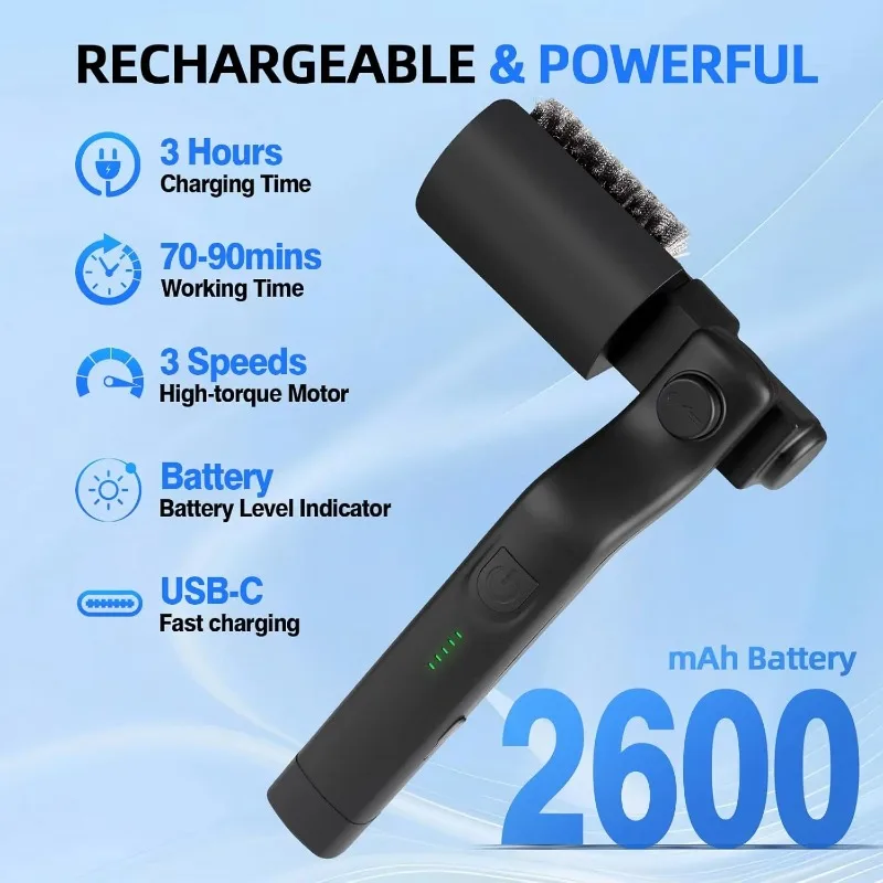 Electric BBQ Brush, Angle Adjustable Stainless Steel Brush Head, Suitable for Car and RV Cleaning, USB Powered
