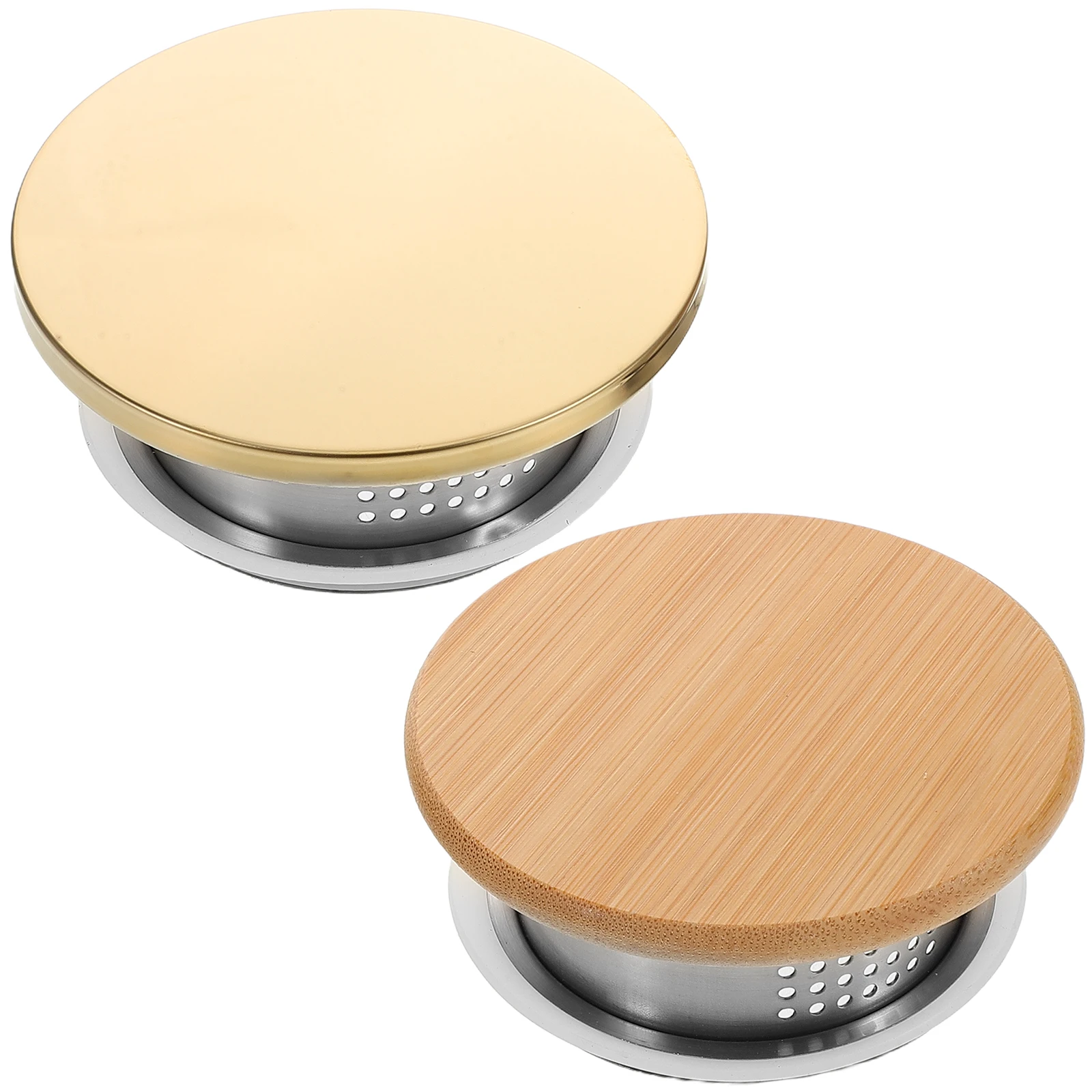 

2pcs StainlessSteelColdWaterPitcherLid BambooDesign DurableMaterial DustproofSeal Camping Portable CarafeCapRefill