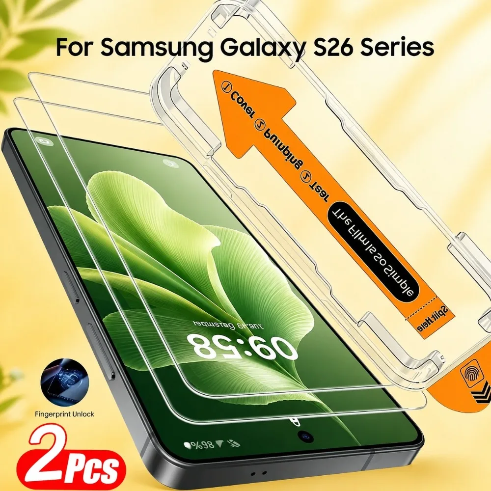

2Pcs Ultra HD Tempered Glass for Samsung Galaxy S26 S25 S24 S23 Ultra S22+ S21+ S25 S24 S23 FE One Click Installation Protector