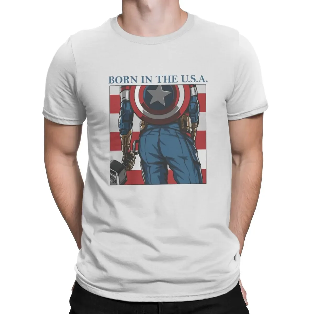 Born in USA Hip Hop TShirt Disney Captain America Film Casual T Shirt Newest Stuff For Adult