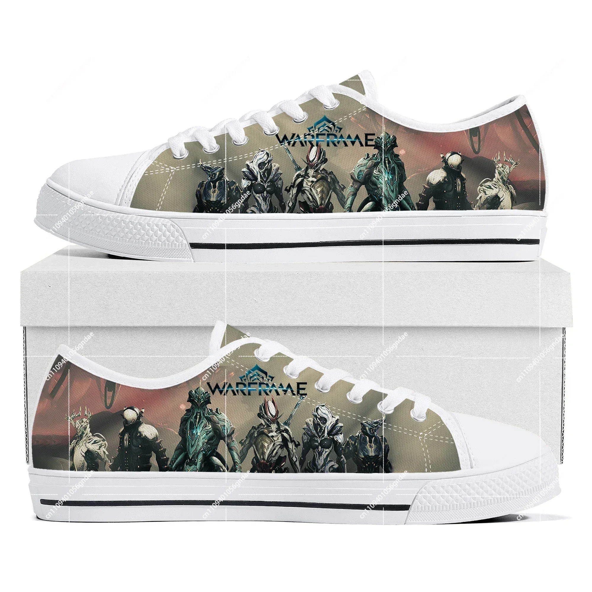 Hot Cartoon Game Warframe Low Top Sneakers Womens Mens Teenager Canvas Sneaker Couple Fashion Custom Built Shoes