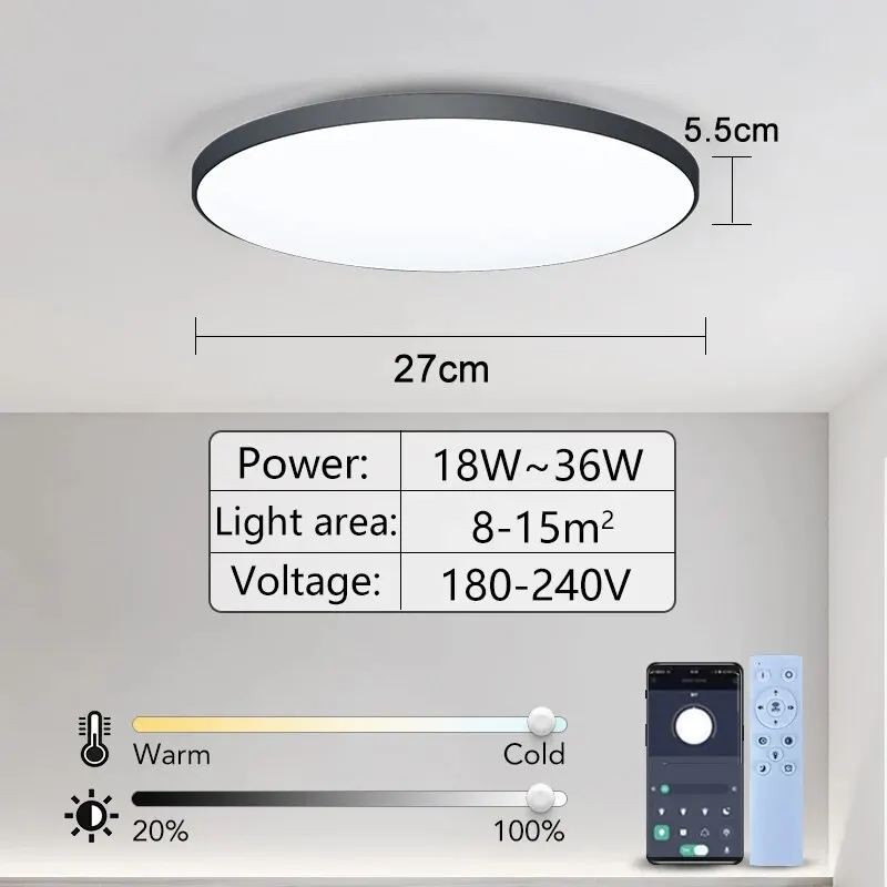Slimme Led Plafondlamp 36W 50W 220V Dimbare Moderne Led Plafondlampen Met App Afstandsbediening Voor Slaapkamer Woonkamer