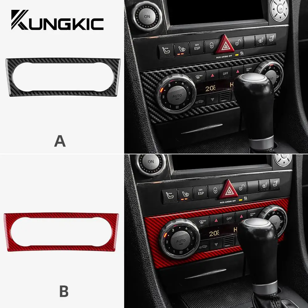 Car Central Control Panel Real Soft Carbon Fiber Trim Sticker for Mercedes Benz SLK R171 2004 2005 2006 2007 2008 2009 2010