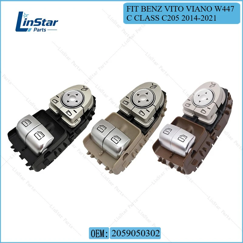 Driver Side Master Window Switch with folding A2059050302 For Mercedes Benz Vito Viano W447 C Class C205 C180 C200 C300 2014-21