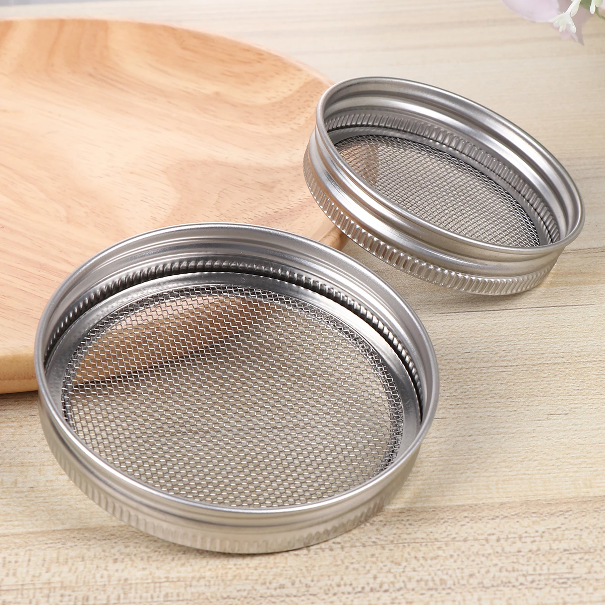 

2 Sets Mason Jars Wide Mouth Stainless Steel Sprout Cover Sprouting Screen Silver Masonry